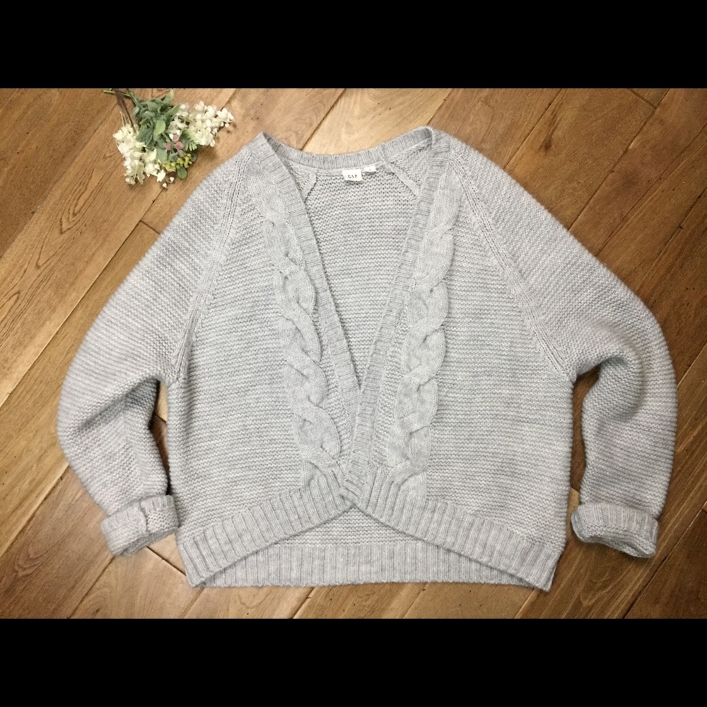 Gap crop cable knit open cardigan